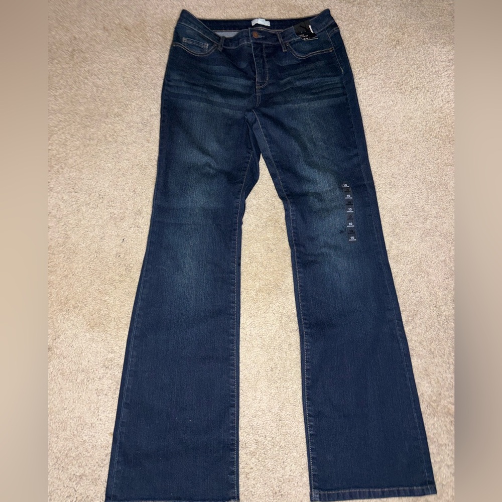 New York & Company Women's Boot Cut Jeans - Dark Blue Denim